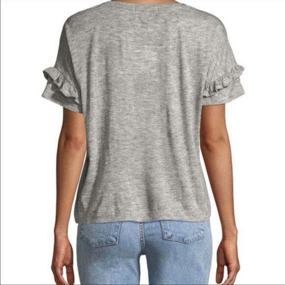 Free Generation Grey Ruffle Sleeve Top - Picture 2 of 7